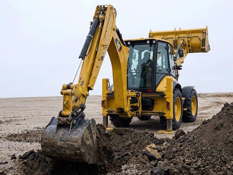 Копка траншей и котлованов экскаватором-погрузчиком Caterpillar 434